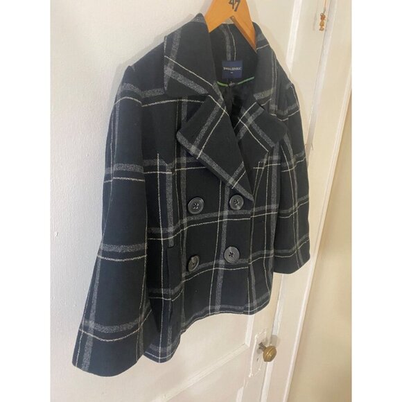 Banana Republic Women's Wool Blend Plaid Crop Short Sleeve Coat - Small - Picture 3 of 16